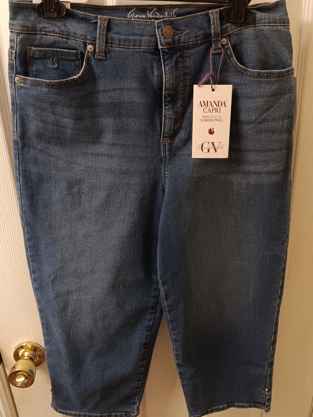 Gloria Vanderbilt Amanda Capri Jeans With Slit Brand New With Tags Women's Sz 8